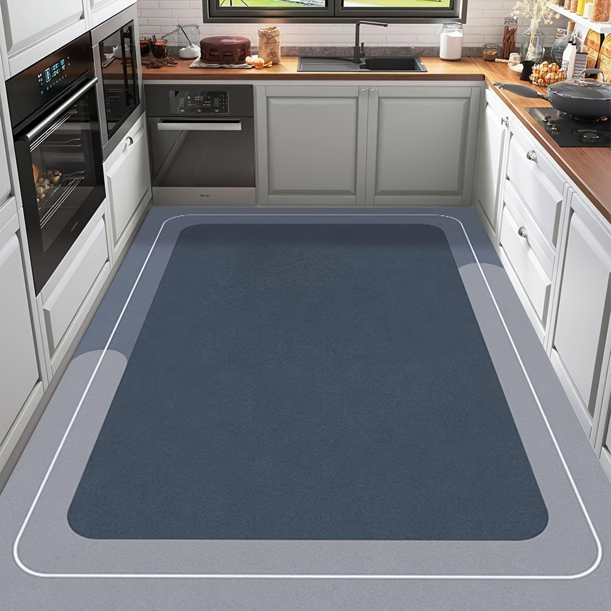 Letter Absorbent Floor Mat, Anti-Slip, Fully Laid Kitchen Floor Mat, Foot Mat, Quick-Drying Diatomaceous Mud Super Large Anti-Fall Floor Mat