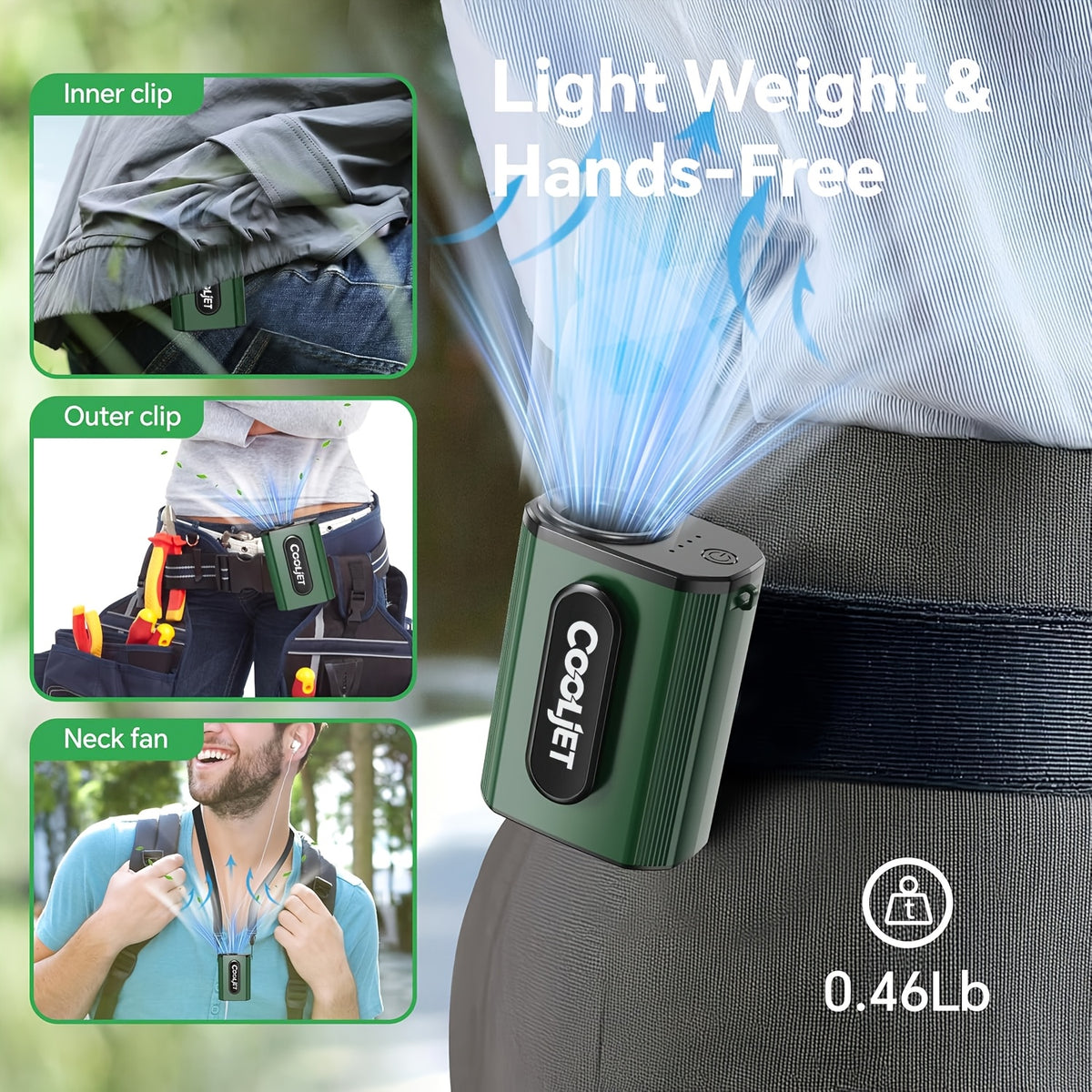 Neck-hanging Portable Waist Fan, Featuring an 18000RPM Powerful Brushless Motor, Four-speed Wind Adjustment, and a 5000mAh High-capacity Long-lasting Battery. Equipped with an LED Power Indicator, It Is Suitable for Outdoor Work, Camping