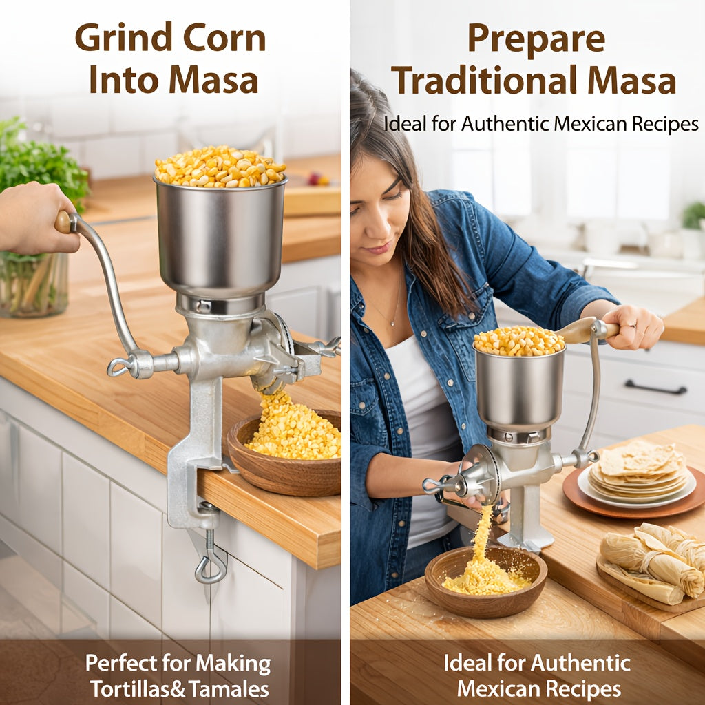 High Hopper Grain Mill Cast Iron Grain Grinder Manual Coffee Grinder Heavy Duty Food Mill With Shild And Clamp For Nuts Flour Corn And Wheat