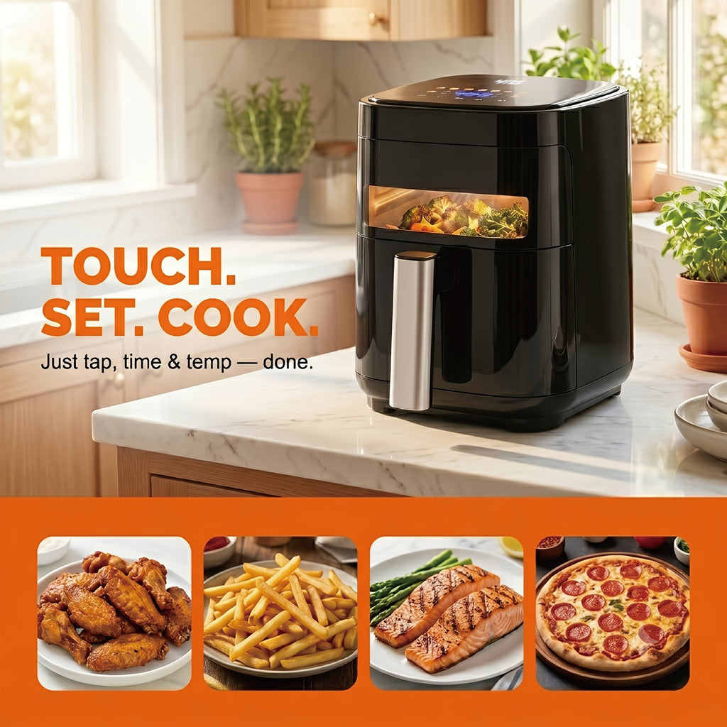 8.5QT/3.2QT Air Fryer, Upgraded Large Capacity Suitable For 5-6 People, Smart Touch Screen For Easy Operation With 8 Preset Functions, Non-stick Coating For Easy Cleaning, Kitchen Accessories, Toaster Oven, Deep Fryer, Air Fryers, Kitchen