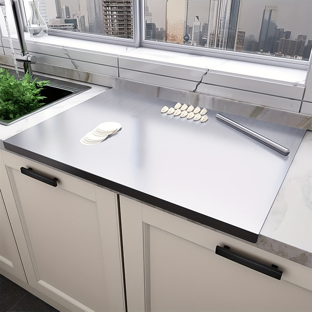 Extra Large Double-Sided Stainless Steel Cutting Board Butcher Block Rolling Board, 27.5 X 15.75 Inches Multi-Purpose Cutting Baking Easy to Clean Kitchen Supplies