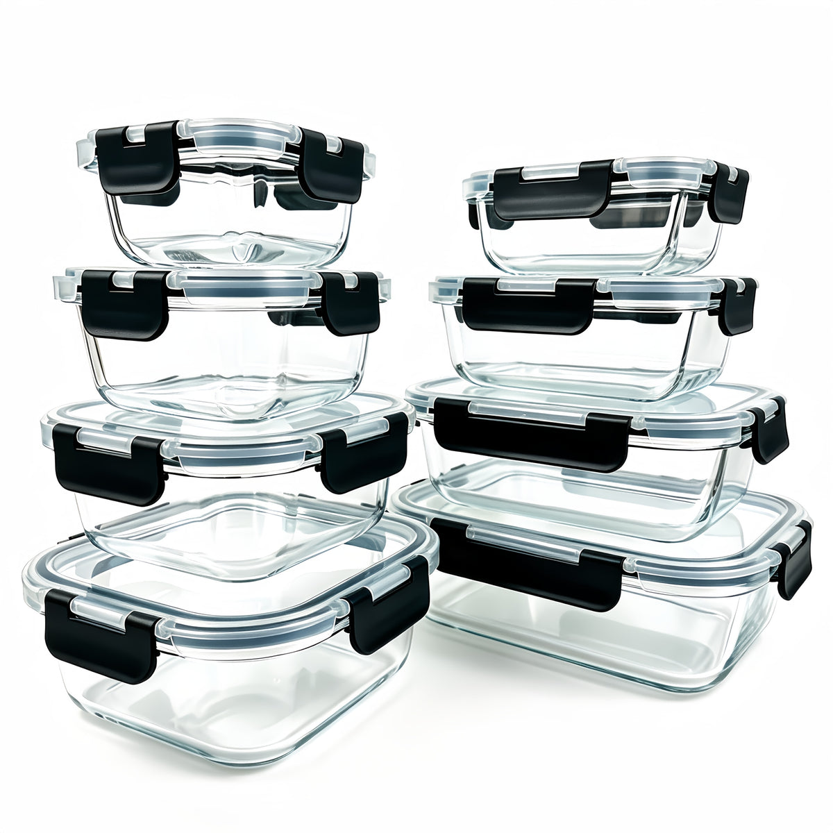16pcs Airtight Glass Food Storage Containers, Outdoor Picnic, Lunch Box, Microwave, Oven Safe - Perfect For Salad, Fruit, Vegetables And Sandwiches, Lunch Box | Airtight Storage | Durable Glass, Food Storage Containers (8 Lids + 8 Containers)