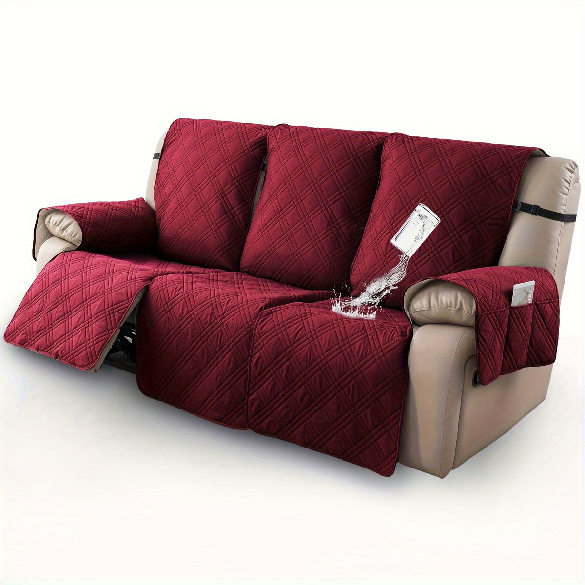 3pcs/set Waterproof Recliner Slipcovers Non-Slip Recliner Sofa Covers Elastic ReclinerChair Cover Furniture Protector for Bedroom Office Living Room, Valentine's Day Gift, Valentine's Day Home Decorations