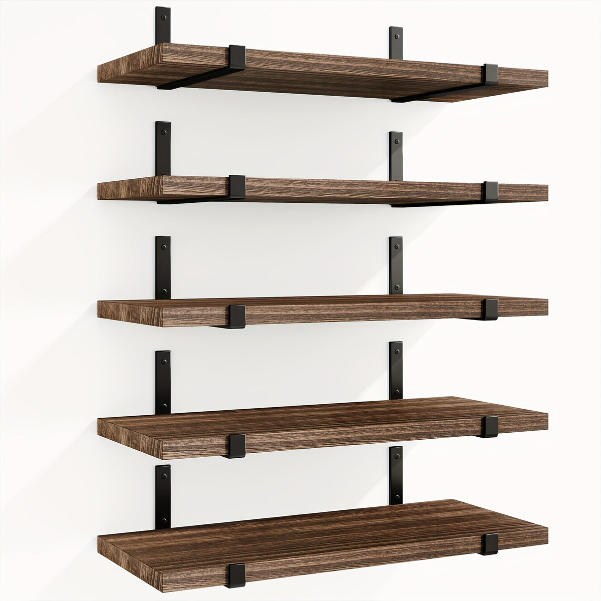 TOMNK 5pcs Rustic Floating Shelves, 15.8x4.7 Inches, Rustic Wood Wall Storage for Bedroom, Living Room, Kitchen, Bathroom, Home Decor, Laundry Room, Office And Plants, for Back to School, Floating Shelves