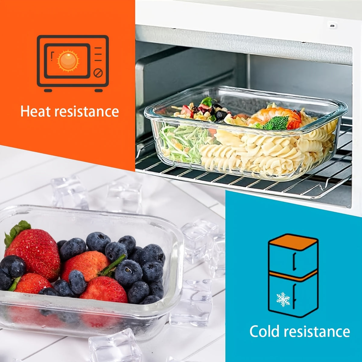 16pcs Glass Container Seal Food Storage Box, Refrigerator Receive A Case, Seal Leak Proof, Easy To Clean Design, Microwave/freezer, Lunch Boxes | Sealed Storage | Durable Glass Box Lid Food Storage Containers (8 Lids + 8 Containers) Lunch Box