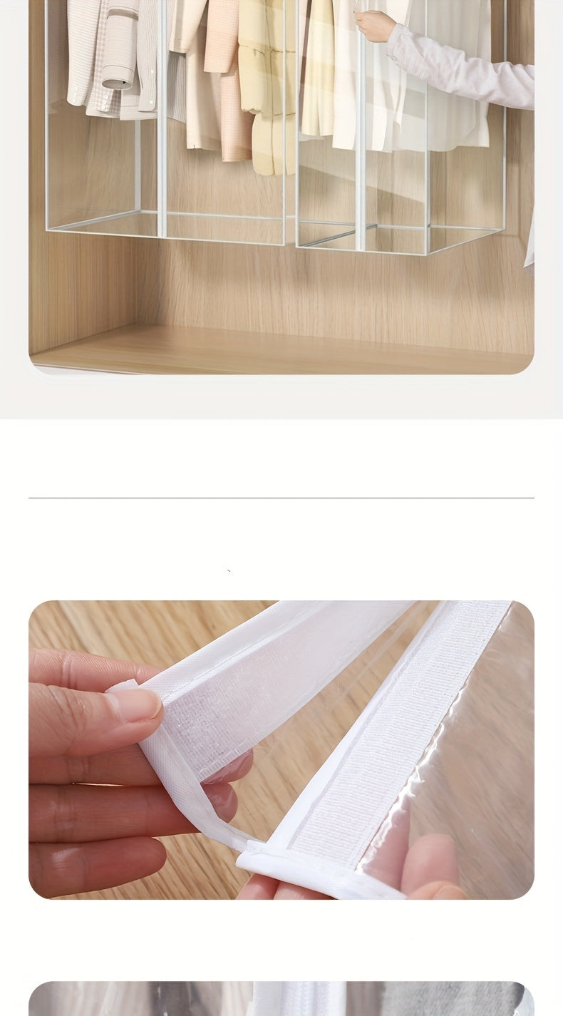 1pc Extra Large Clear Hanging Garment Bag - PVC Zipper Closure Dustproof Closet Organizer for Coats, Suits, Dresses | Sealed Wardrobe Protector for Dorm, Bedroom Storage (Frame Not Included), Bedroom Wardrobe Accessory | Transparent Design | Durable
