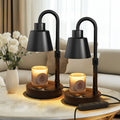 Electric Jar Candle Warmer Lamps 2 Pack, Black Metal Height Adjustable Wax Heating Lights with 2H 4H 8H Timer and Four Dimming Levels, Bulbs Not Included
