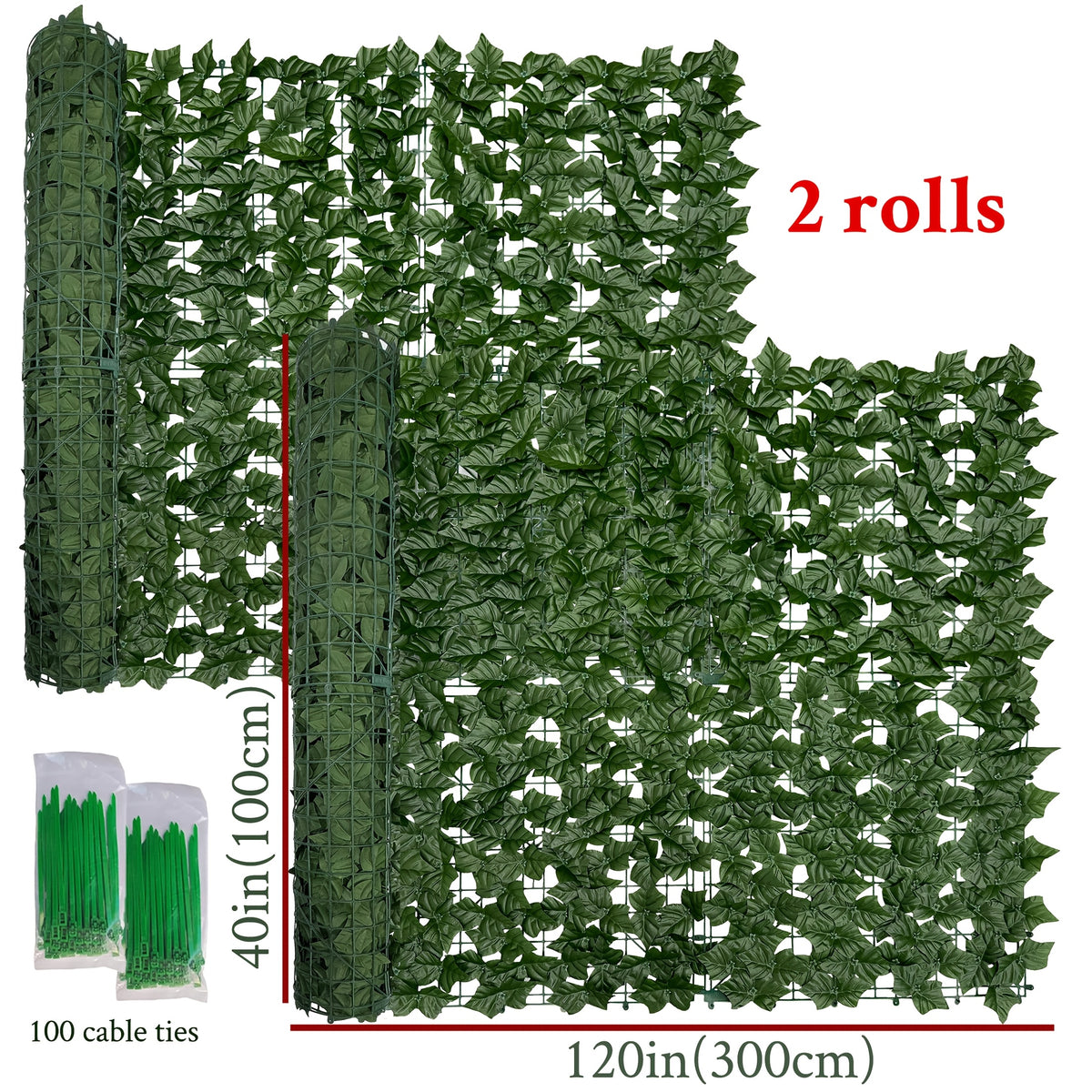 60X120in Artificial Ivy Privacy Fence Screen: Realistic UV-Anti Faux Ivy Hedge Panel, Indoor And Outdoor Decor for Patio, Garden, Balcony, And Fence Cover