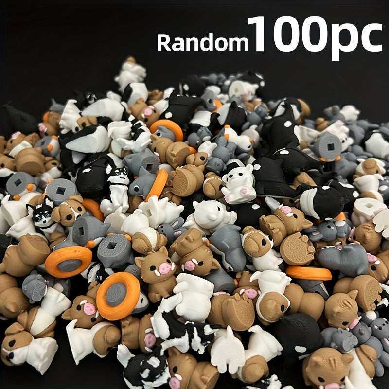 30/50/100/150pcs Multi-color Printing 6 Mini Animal 3D Printed Statue Ornaments for Home Decoration, Colorful And Exquisite Decorations, Suitable for Fairy Gardens, Landscapes, No Batteries Required, PLA Material, Christmas Styles Are Random.
