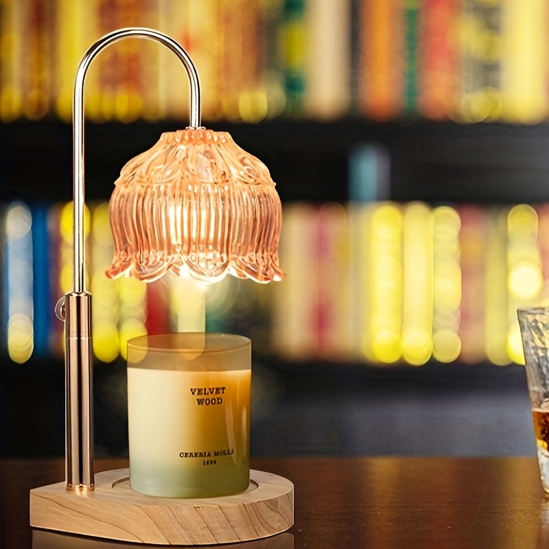 Wax-Melting Lamp, Candle Warmer, Crystal Candle Wax Warmer with 2/4/8-Hour Timer, Adjustable Temperature, Electric Candle Warmer Suitable for Scented Jar Candles, Elegant Homevalley Lily Shape, Father'S Day Gifts, Bulb Not Included