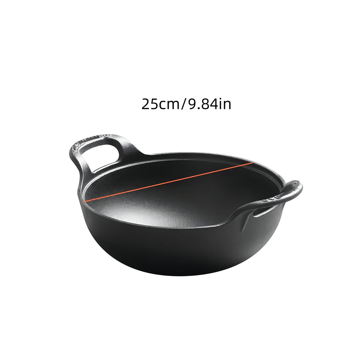 5 Sizes Cast Iron Wok, 7.87/ 9.84/ 10.62/ 11.81/ 12.59in Heavy-Duty Cast Iron Skillet, Traditional Uncoated Deep Stir-Fry Pan, Multi-functional Kitchen Cookware, Durable Cooking Pot with Dual Handles, Grilling Steaks & Baking, Ideal for Home, Outdoor
