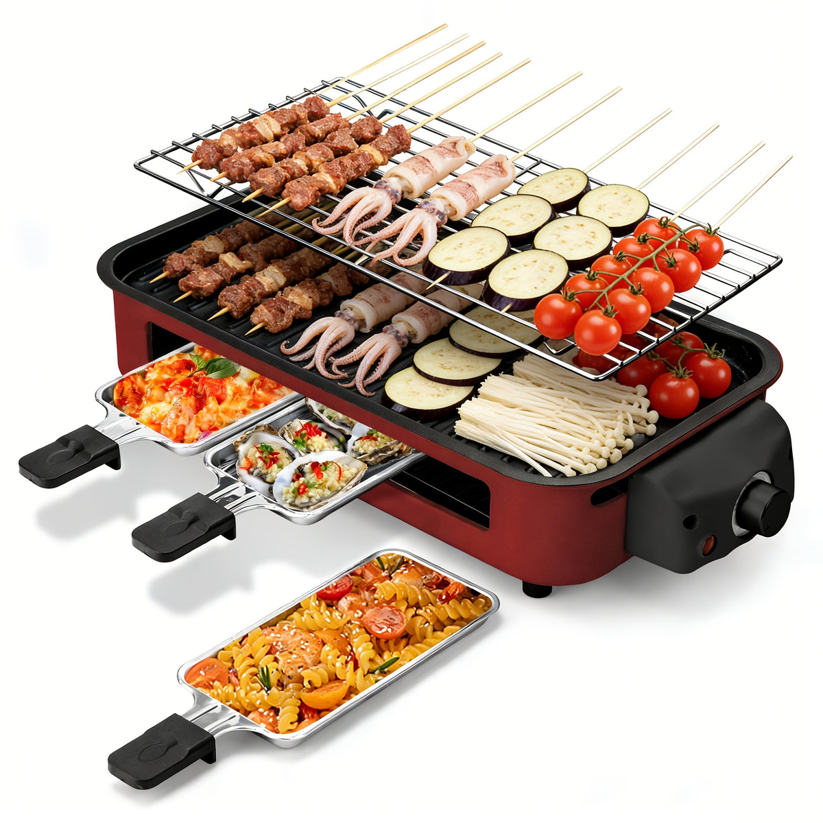 Smokeless Electric Grill | Indoor Grill with Removable Non-Stick Plate, 1700W, Portable BBQ Grill, Electric Griddle, Stainless Steel, Dishwasher Safe, Perfect Gift for Christmas