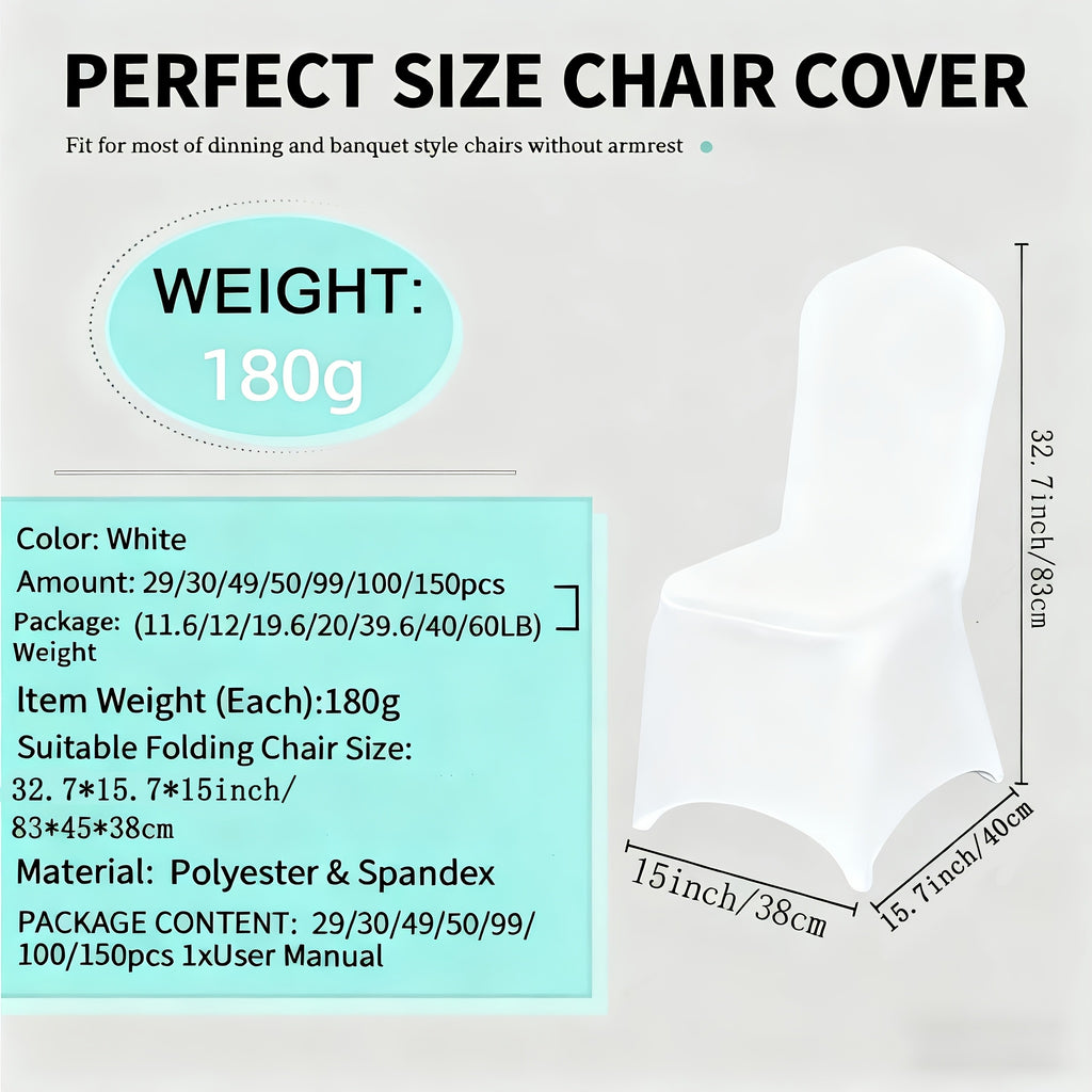 30/50/100/150pcs Elastic Spandex Banquet Chair Covers, Universal Stretch Fit Chair Protectors, Wedding Decorative Chair Covers, Suitable For Weddings, Holidays, Banquets, Parties, Celebrations, Business Meetings, Christmas