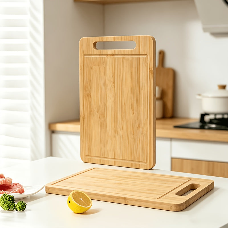Bamboo Cutting Board - Double-sided Cutting Board, Vertical Kitchen Cutting Board, Kitchen Small Tool, 1/3pcs Set With Juice Trough, Suitable For Cutting Meat, Vegetables, Bread And Wooden Cutting Board