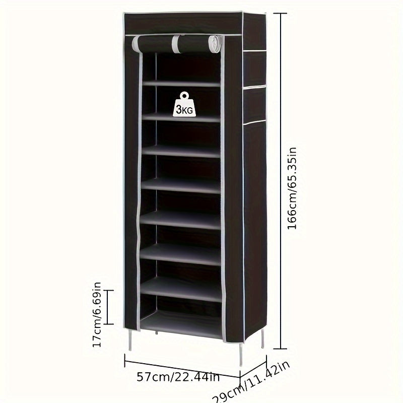 1pc 10 Layer Shoe Cabinet with Dust Cover, Non-woven Space-saving Shoe Rack with Large Capacity, Easy to Assemble, Portable Shoe Cabinet, Suitable for Various Scenes Such As Entrance, Storage Rack, Home And Dormitory Storage