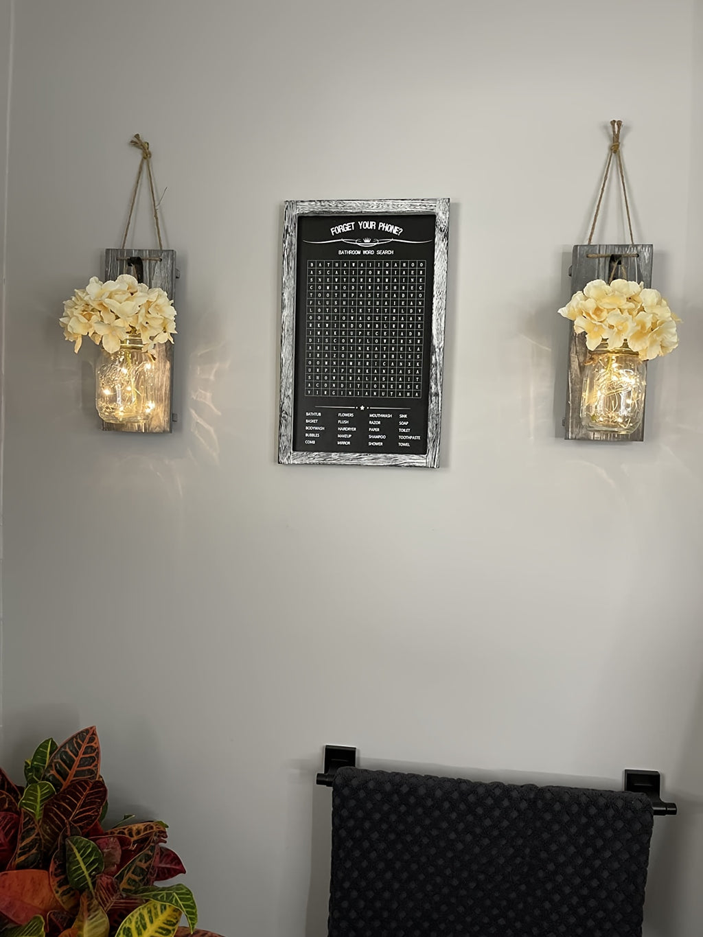 Decorative Mason Jar Wall Decor - Rustic Wall Sconces with Flowers - Farmhouse Home Decor (Set Of 2)