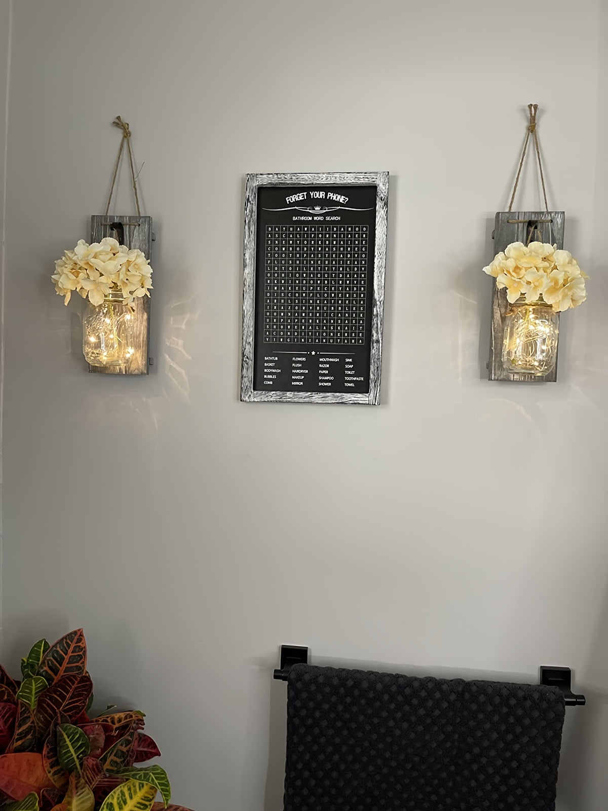 Decorative Mason Jar Wall Decor - Rustic Wall Sconces with Flowers - Farmhouse Home Decor (Set Of 2)