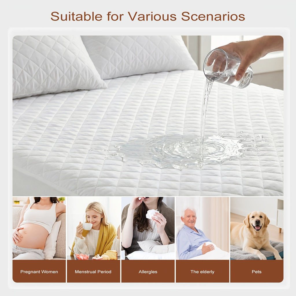 1pc Modern Waterproof Non-Slip Kids & Children Mattress Protector, Solid Color Quilted Bed Cover with 9-15 Inches Deep Pocket, Effective Barrier & Breathable Bedding, Ideal for Bedroom, Guest Room And Hotel, Available In Random Colors(No Pillowcases)