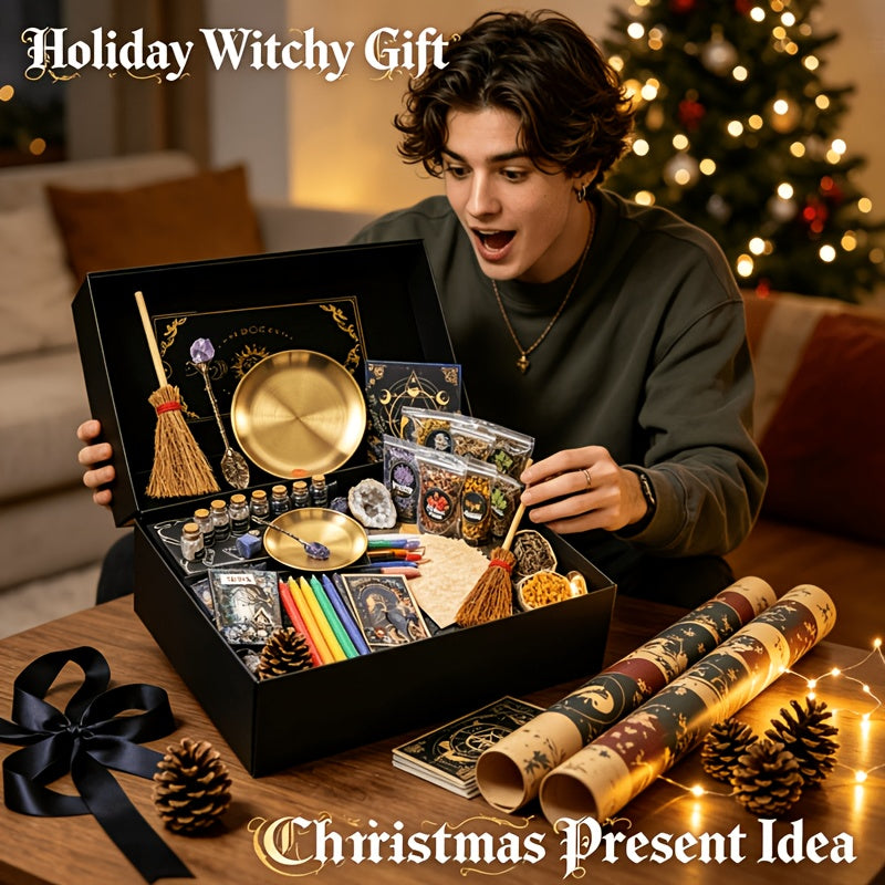 94/130/Large Witchcraft Supplies Kit for Spells, Witch Box Includes Pink Candles, Wiccan Supplies And Tools, Beginner Witchcraft Kit for Pagan Rituals Halloween