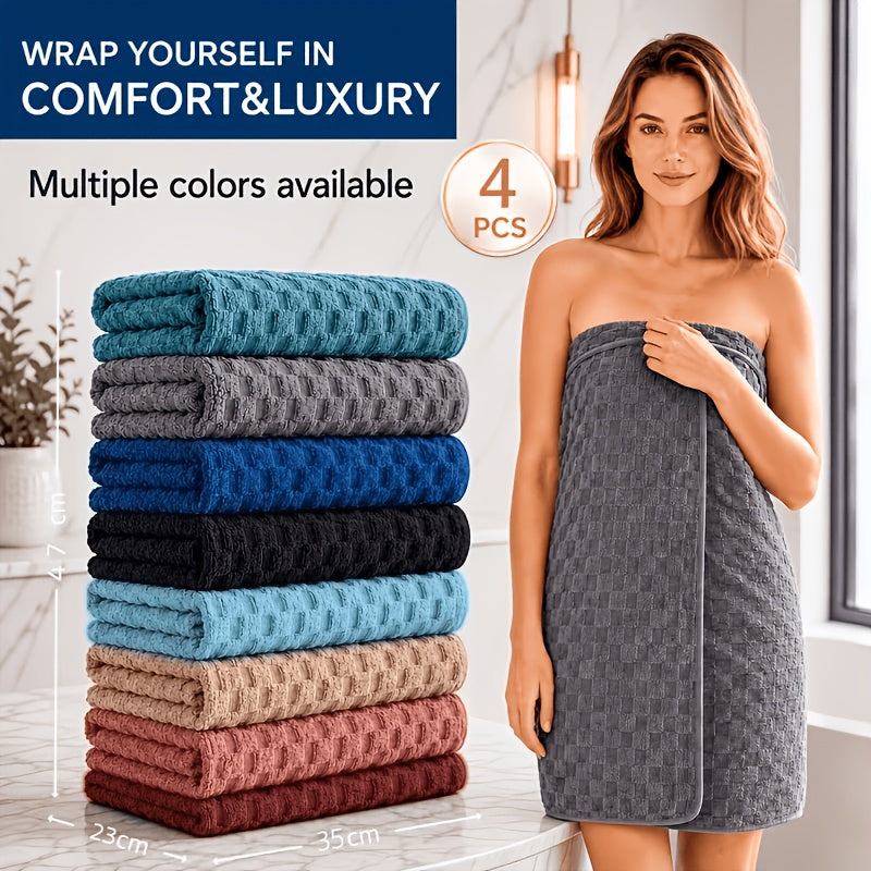 4pcs Oversized Bath Towel Set 32"x64" Extra Large Microfiber Towels Ultra Soft Quick Drying Multi Color Combo Beige White Light Blue Dark Gray And Random Color Luxurious Spa Grade Bath Towels for Home Family Or Gifting Modern Coastal Style