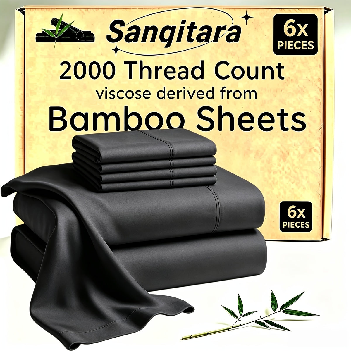 Extra Deep Pocket 10%Bamboo Fiber Bed Sheet Set - Breathable Bed Sheet - Luxury Hotel Bed Sheet Set - Soft, Wrinkle-Resistant, And Comfortable - Easily Fits Extra Deep Mattresses. Includes Pillowcases, Flat Sheet, And Fitted Sheet