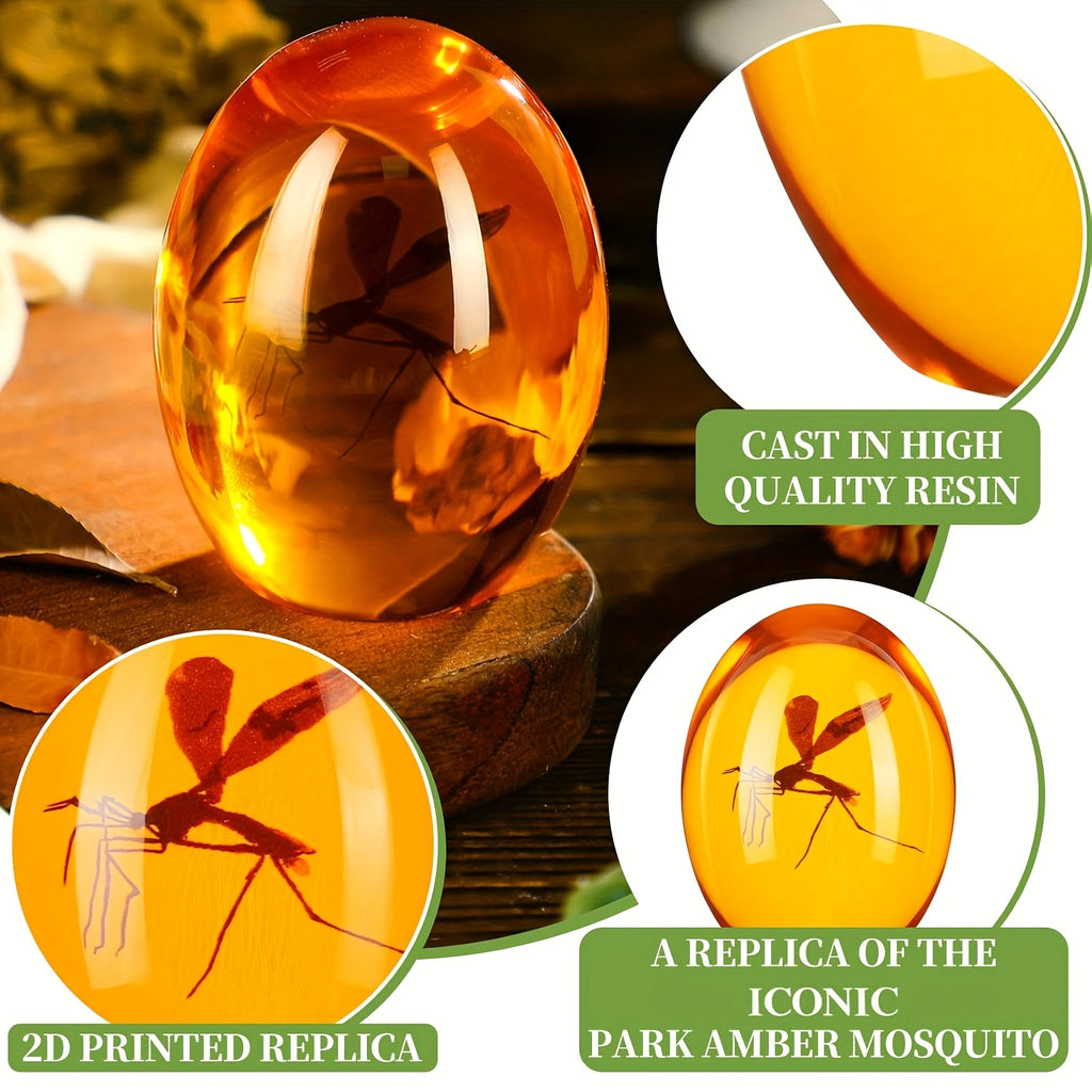 Handmade Amber Resin Mosquito Paperweight - Lifelike Dinosaur Era Collectible, Unique Christmas Gift, Home And Office Desk Decoration, Perfect For Nature Lovers And Collectors, Natural History Themed Gift
