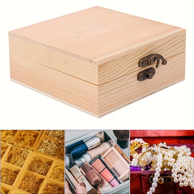 12 Pack Unfinished Wooden Boxes For Crafts, Party Favors For Birthday Parties, Treasure Chest With Lid And Clasp, Pirate Decorations, Christmas Gift Box