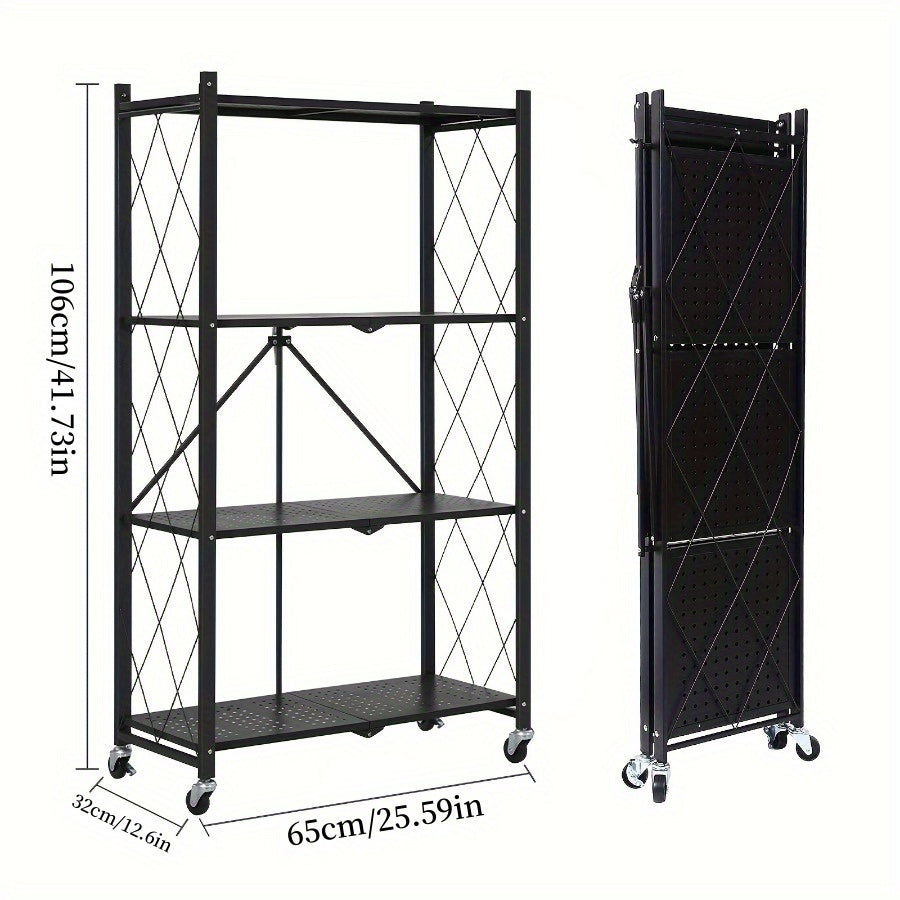 3/4/5-Tier Office Storage Rack, with Wheeled Multi-Layer Storage Shelves, Mobile Floor-Standing Multifunctional Miscellaneous Storage Rack, Foldable File Rack, Storage Supplies, Standing Shelf, Standing Shelf