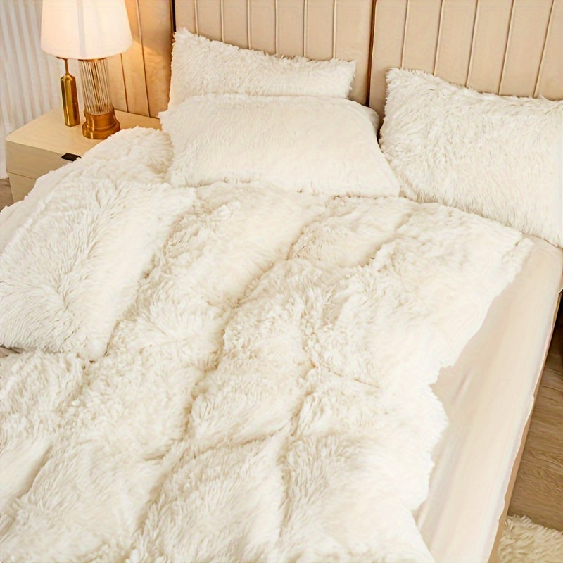 Plush Duvet Cover Set with 2 Pillowcases, 3-Piece Zipper Closure Bedding in Solid and Tie Dye Colors for Bedrooms, Guest Rooms and Dorms, No Insert