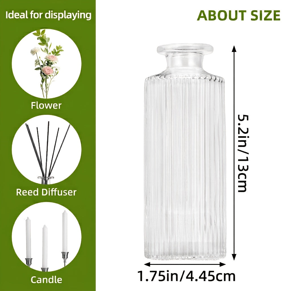 12/24/36pcs Bud Vase, Modern Striped Style, Wedding Centerpieces for Tables, Mini Clear Bud Vases for Flowers, Small Flower Vases Suitable for Birthday Party, Anniversary, Wedding, Home Table Deco, Multiple Sizes, for Mother's Day