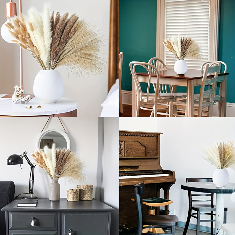 49pcs Bohemian Pampas Grass ArranSynthetic Gemstoneent - Home Decoration, Dried Rattan Stems for Event Decoration, Table Centerpieces, And Floral Designs - Multi-Purpose Decorative Grass Bundles for Spring And Valentine's Day.