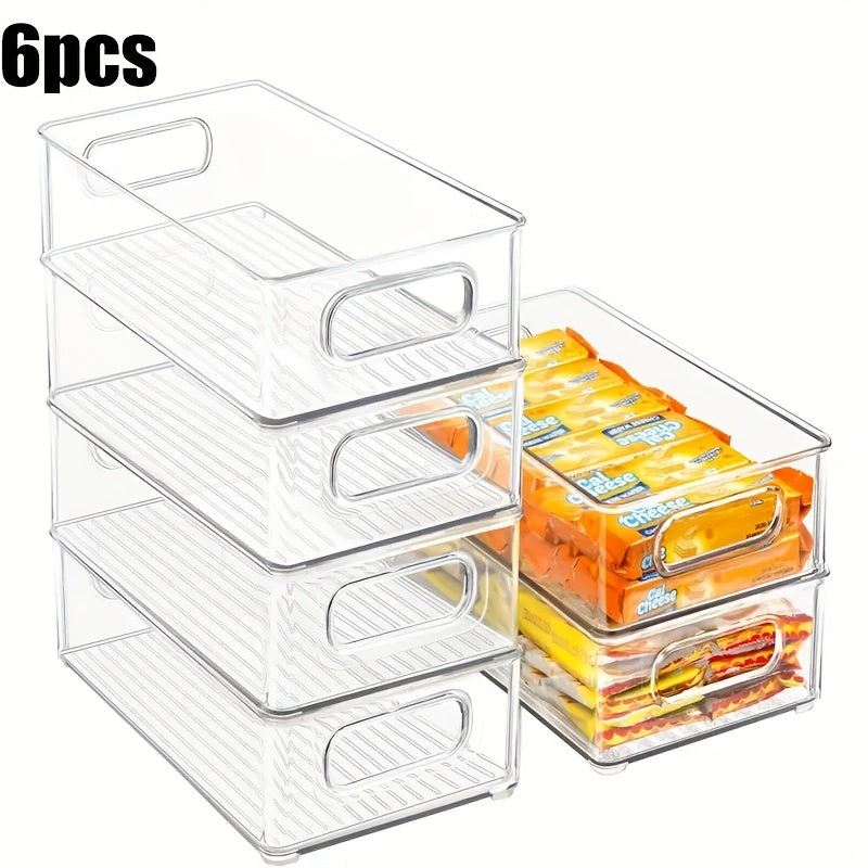 6pcs Of 1 Set, Refrigerator Organizer Bins, Food Storage Bins for Fridge, Freezer, Kitchen Cabinet, Pantry Organization, Fridge Organizer, for Kitchen, Bathroom And Bedroom, 10" Long, Transparent, Home Supplies Eid Al-Adha Mubarak