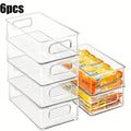 Refrigerator Organizer Bins Set of 6, Clear 10 Inch Storage Containers for Fridge Shelves, Pantry Staples, Kitchen Cabinets and Household Essentials
