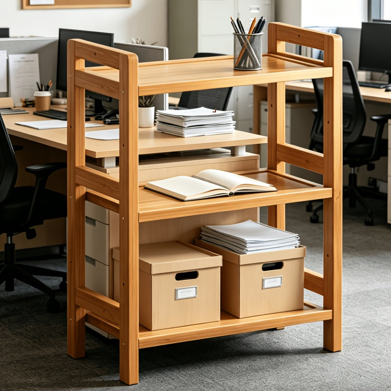 1pc Storage Shelf - Bamboo Home 3 Tier Vertical Pantry Shelf for Kitchen Cabinet Storage, Bathroom Countertop Storage Storage Shelf, Desk Bookshelves, Shoe Racks, Laboratory Storage Shelf with Adjustable Shelf Cabinets, Standing Shelf