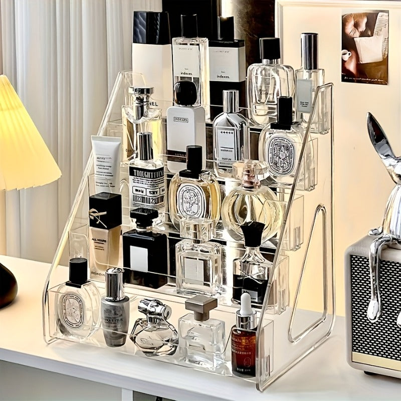 1 Set 5-Tier Clear Acrylic Perfume Storage Box, Multi-Tier Transparent Cosmetic & Skincare Organizer, Compact Countertop Display Shelf for Vanity, Stylish Lightweight Sturdy Perfume Cabinet, Vanity Tray, Home Storage for Beauty Enthusiasts