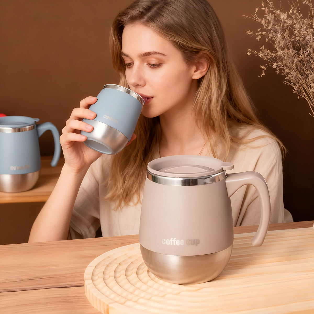 16.91oz Stainless Steel Insulated Coffee Mug with Lid, Double-walled Vacuum Insulated, Suitable for Hot And Cold Drinks, Ideal for Home, Outdoor, Camping, Birthdays, Holidays, Thanksgiving, Christmas, And Halloween Gifts.