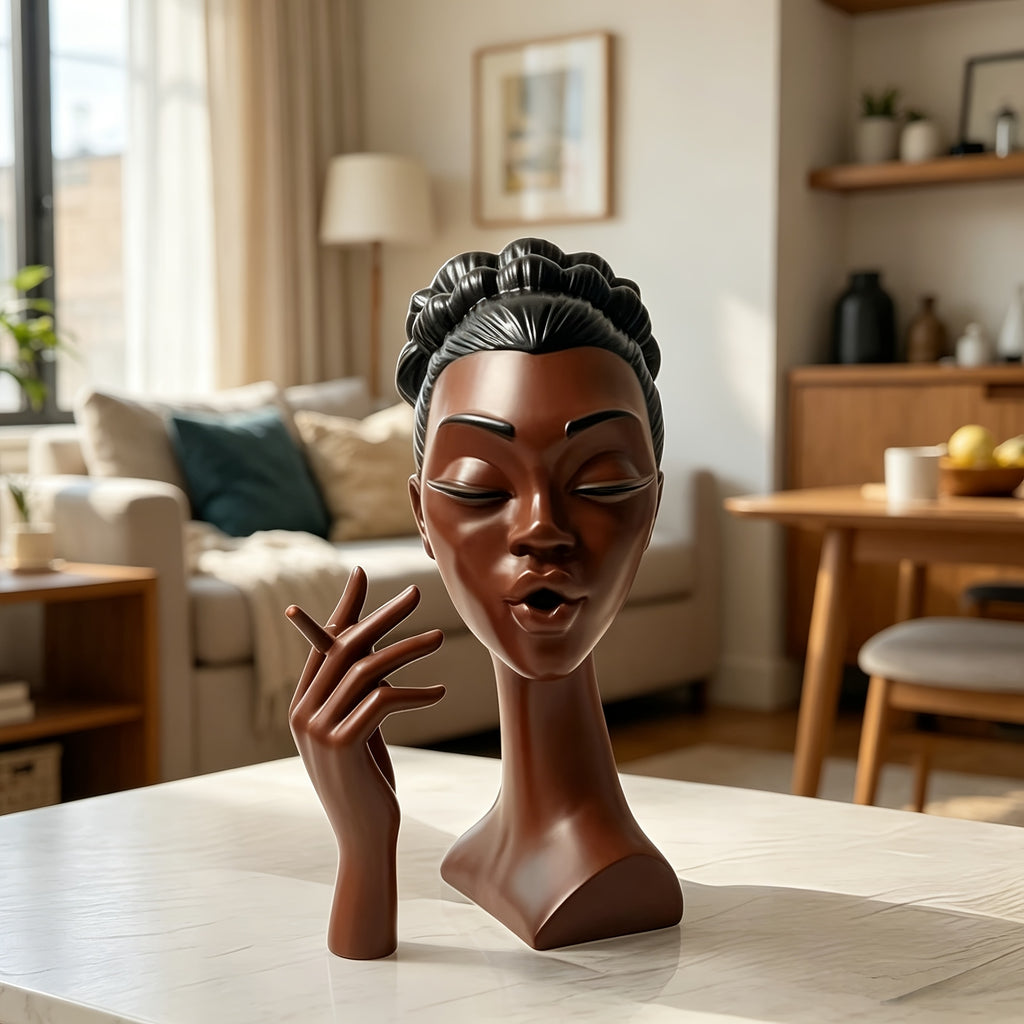 Free Delivery! Handcrafted Exquisite Black Incense Burner - High Resin Meditation Statue, Quiet Airflow Design, Solid Base And Stable Flameless Running, Suitable for Home Decor, Yoga Room, Relaxation Space - Art Deco Style Smokeless Aromatherapy