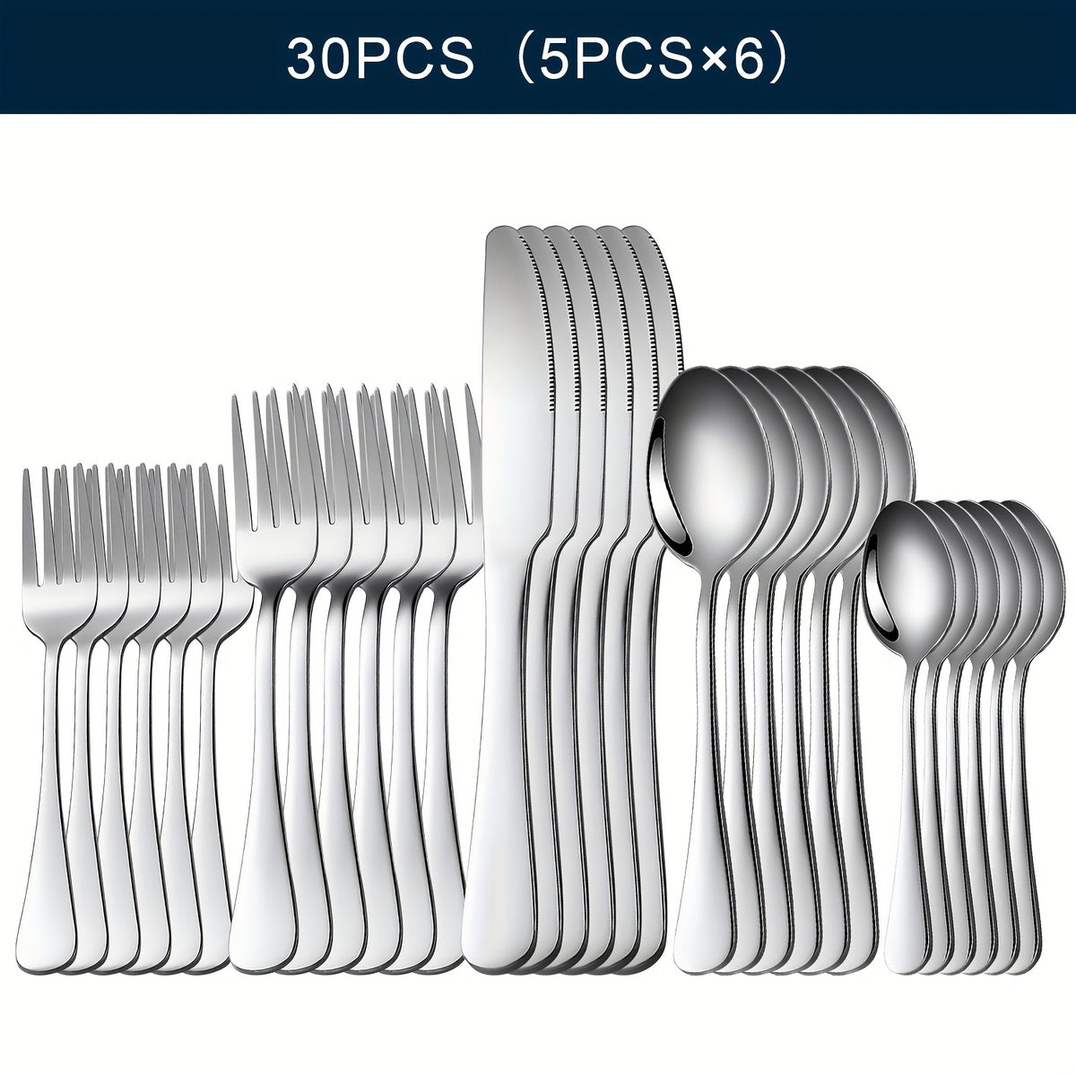20/24/30/65pcs Stainless Steel Silverware Set, Flatware Set for Kitchen, Cutlery Set with Forks, Spoons, Knives, Serving Set, Modern Flatware Set Service for 4/4/6/12