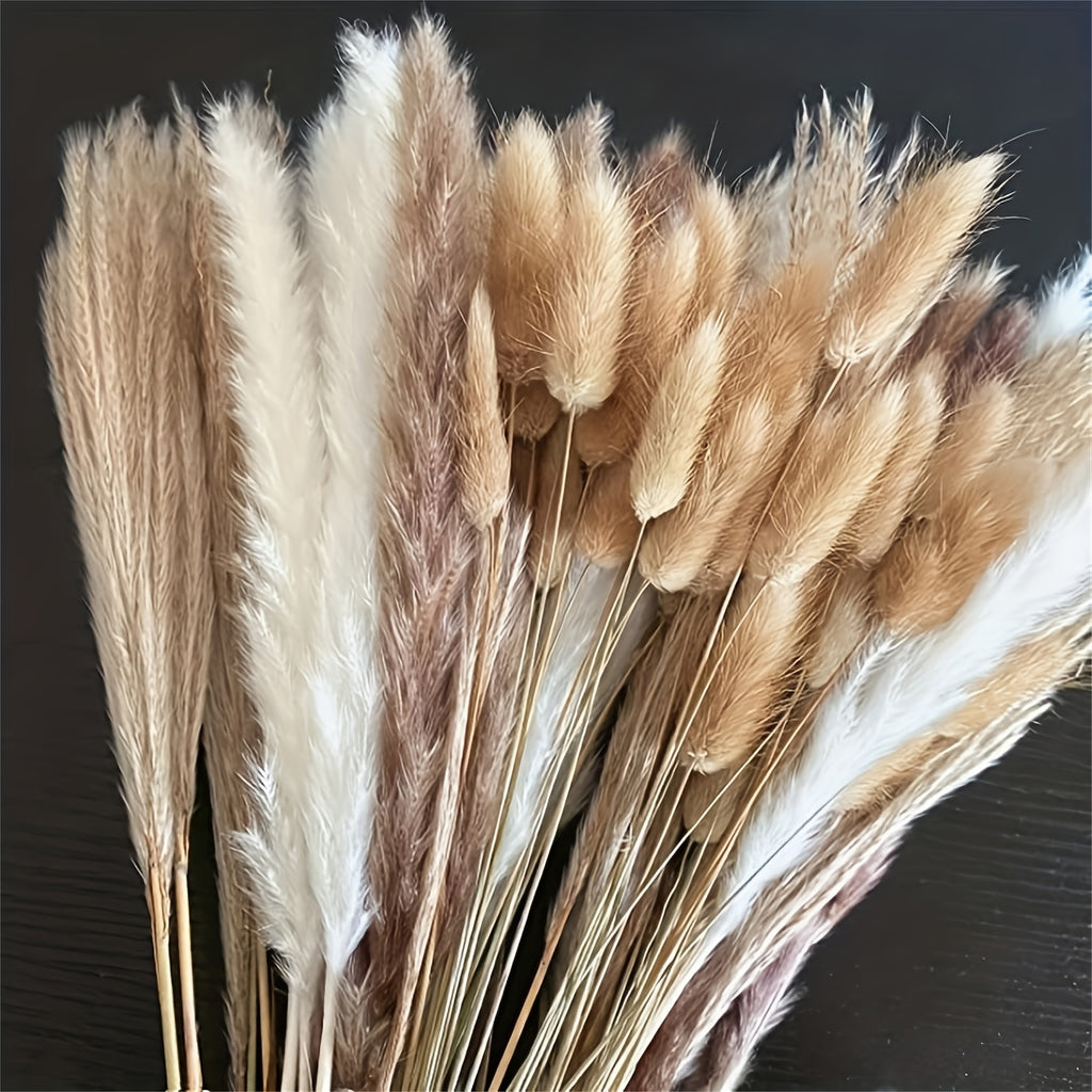 49pcs Bohemian Pampas Grass ArranSynthetic Gemstoneent - Home Decoration, Dried Rattan Stems for Event Decoration, Table Centerpieces, And Floral Designs - Multi-Purpose Decorative Grass Bundles for Spring And Valentine's Day.