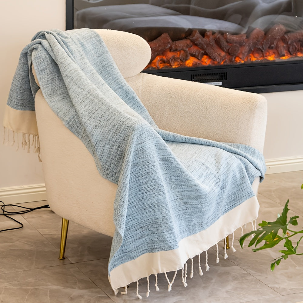 YEUZLI 100% Cotton Tassel Blanket, 49.21 X 70.87In (350GSM), Boho Diamond Grid, Breathable And Soft. Perfect for Snuggling on Beds And Sofas, Also Great for Picnics And Travel, an All-Season Essential, Machine Washable