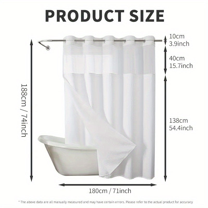 Hookless Shower Curtain with Snap Liner - Suitable for Home & Hotel Bath Curtain, Multicolor Waffle Window, Double Layer Panels, Hand Washable Curtain with Liner Set, No Hooks Required for Bathroom Decor Gift