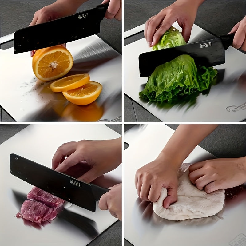 3pcs Premium Stainless Steel Cutting Board Set- Durable, Easy to Clean, Kitchen Ready, Space-Saving, Rust-Resistant, and BPA-Free, Safe for Food Preparation
