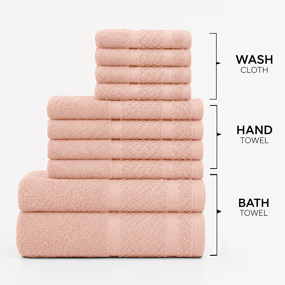 32pcs/16pcs/10pcs Bath Towel Set, 4pcs Bath Towels&2pcs Hand Towels&4pcs Washcloths, Solid Color, Cotton Towel, Absorbent, Quick-drying, Soft And Comfortable, Bathroom Supplies, Towels for Bathroom, Shower And Hotel