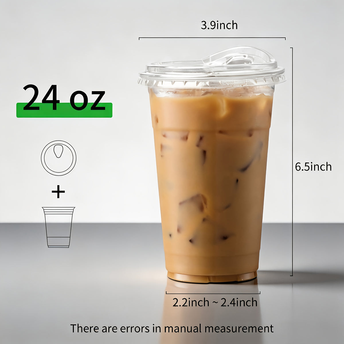 [100 Sets Of Plastic Cups with Lids]Frozen Cold Drink Storage Containers, Disposable Clear Plastic Cups with Lids, Iced Coffee Cups, Ideal for Iced Coffee, Smoothies, Milkshakes, Takeaway And Cold Drinks Perfect for Halloween, Christmas, And Parties