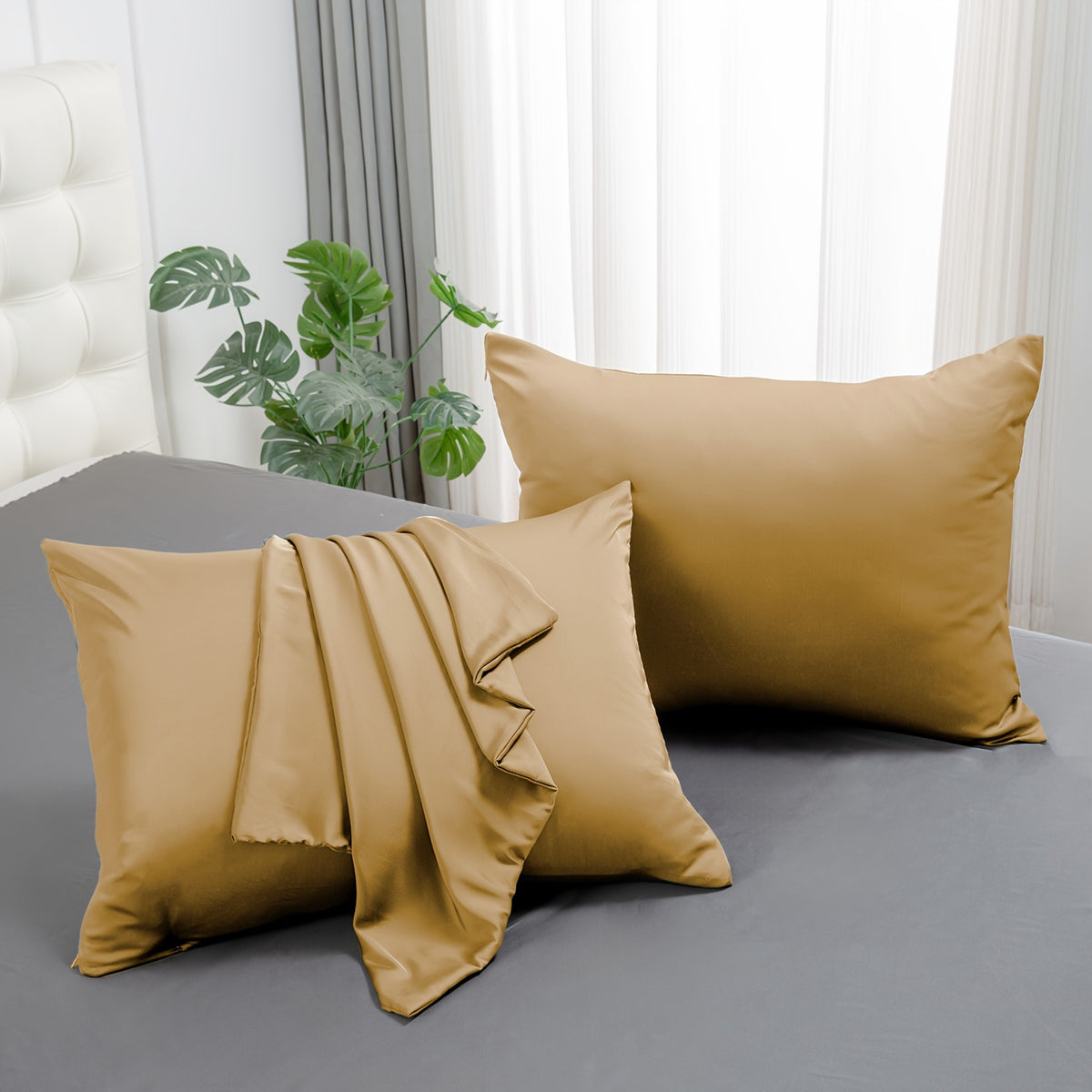 2-Pack 100% Mulberry Silk Pillowcases 400 Thread Count 22 Momme | OEKO- Hypoallergenic & Cooling For Hair & Skin | Zipper Closure, For Home Travel Gift.