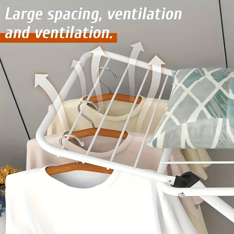 Clothes Drying Rack, Foldable 2-Level Laundry Drying Rack, Free-Standing Large Drying Rack, with Height-Adjustable Wings, Foldable for Easy Storage, White, Drying Racks