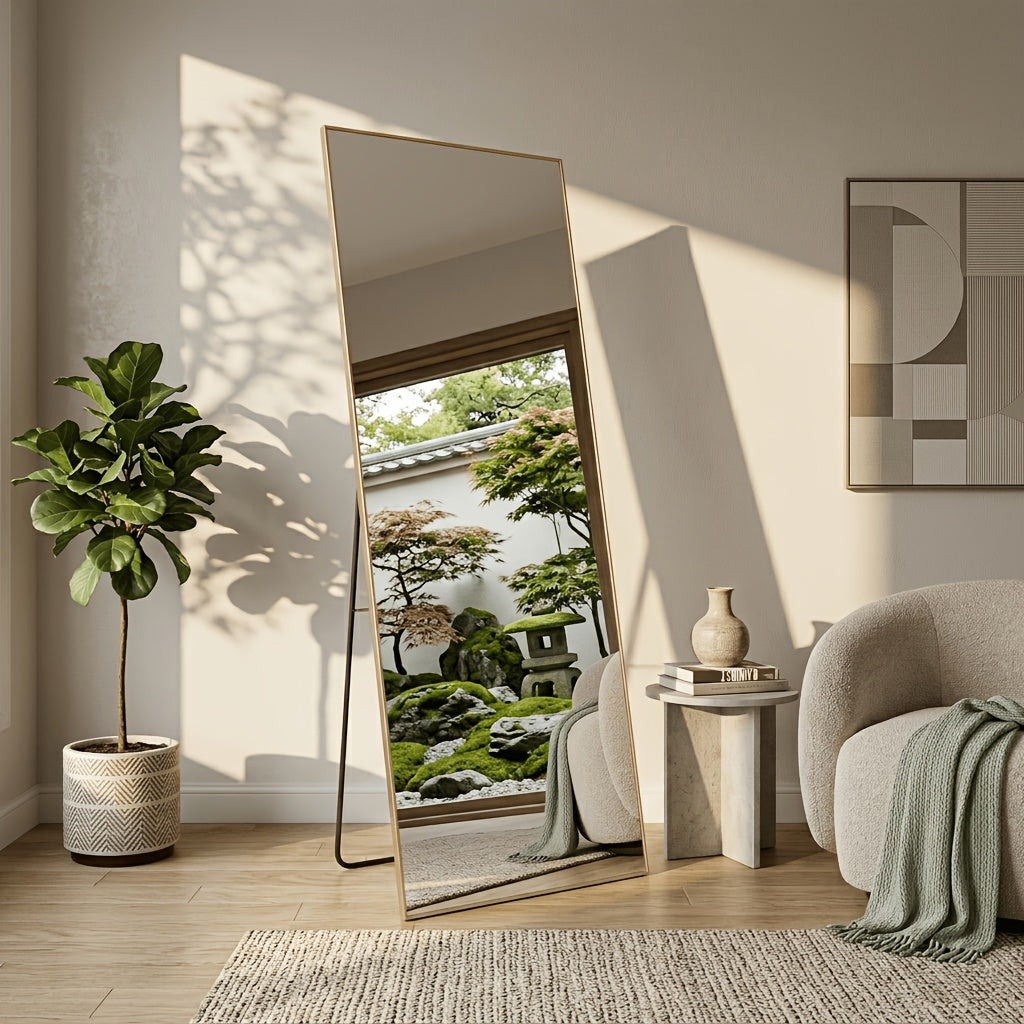 Full Length Floor Mirror, Shatterproof Tempered Glass & Metal Frame, Free Standing or Leaning Dressing Mirror, Circle Vanity Mirrors in Various Sizes Suitable for Home Decor, Bathroom Bedroom Living Room Entryway, Hanging or Leaning