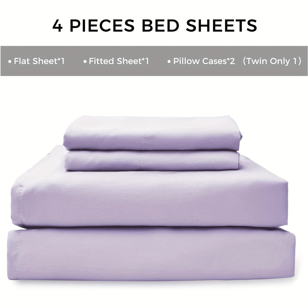 4pcs Queen Size Luxury Hotel-Grade Bed Sheet Set - 2000TC Ultra Soft & Breathable Microfiber with 14" Deep Pocket, Shrinkage & Fade Resistant, Lavender Elegant Deep Pocket Fitted Sheet, Flat Sheet & 2 Pillowcases for Mattresses, All-Season Easy Care Beddi