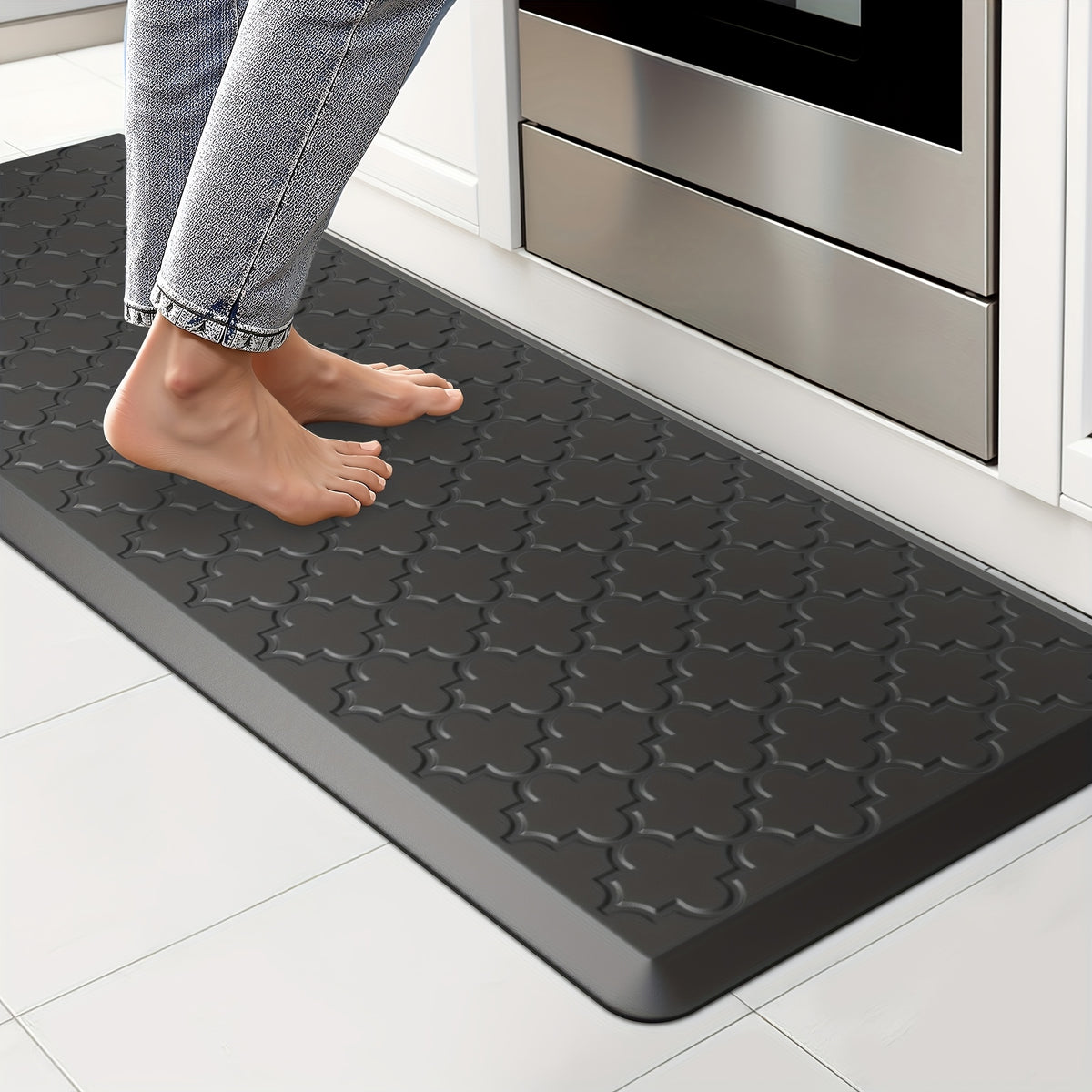 Kitchen Mat- Anti Fatigue Mats for Kitchen Floor- Non Slip Cushioned Rugs for Standing, Kitchen, Floor, Office, Sink, Laundry Room, Black