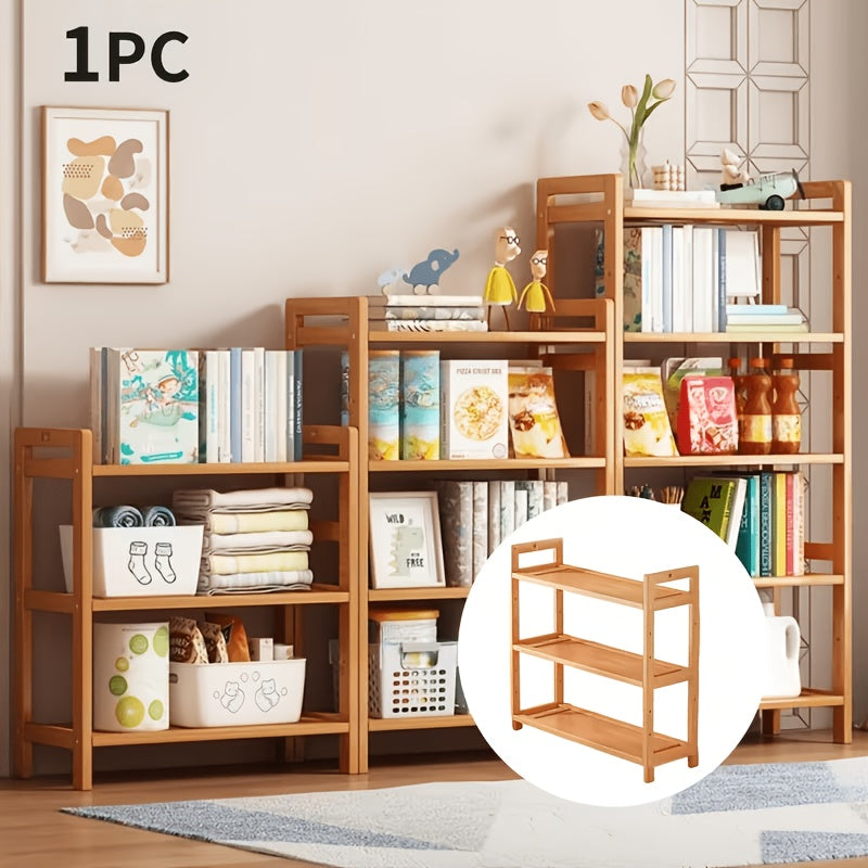 1pc Storage Shelf - Bamboo Home 3 Tier Vertical Pantry Shelf for Kitchen Cabinet Storage, Bathroom Countertop Storage Storage Shelf, Desk Bookshelves, Shoe Racks, Laboratory Storage Shelf with Adjustable Shelf Cabinets, Standing Shelf